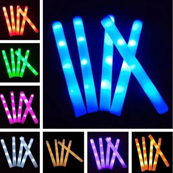 100pk 19" Multicolor LED Glow Sticks-Light Up Foam Batons 3 Modes Sports/Concert - Picture 4 of 7